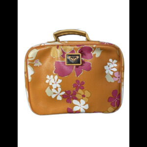 RARE Vintage Y2K Roxy Quicksilver Orange Pink Floral Travel Cosmetic Luggage Bag